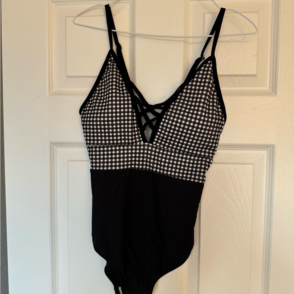 Kids Black and White Checkered One Piece